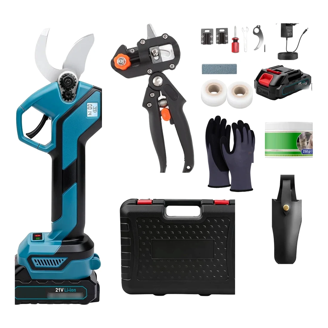 Gemmo K2 cordless pruning shears with grafting tool, in a case